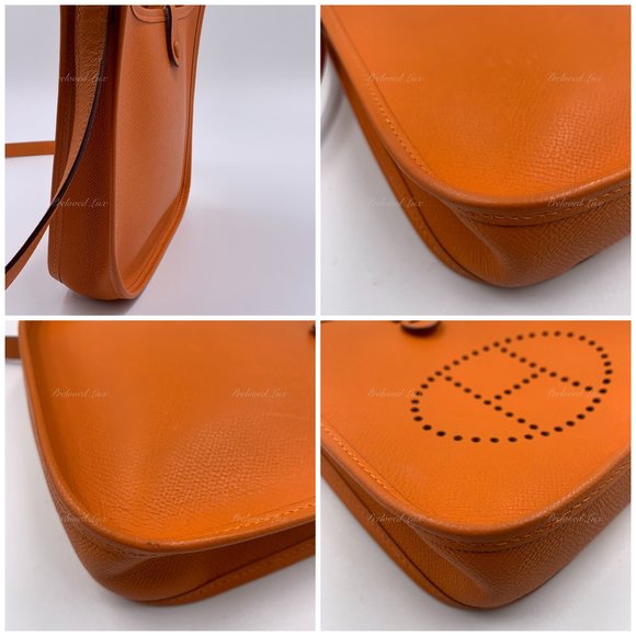 Authentic HERMES Orange Epsom Mini Evelyne TPM Crossbody Bag - Picture 9 of 16